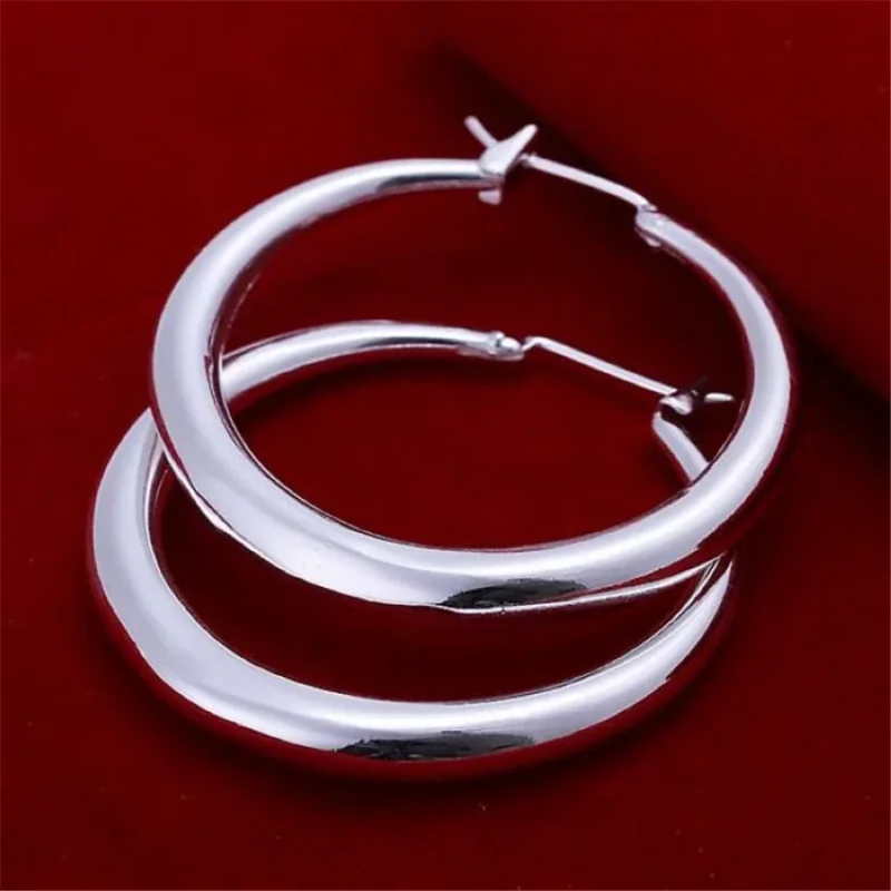 925 Sterling Silver 33mm Big Circle Round Hoop Earring For Women Unusual Earrings 2022 Trend Christmas Jewelry – Image 6