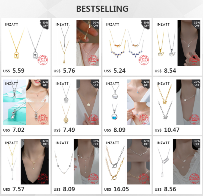 INZATT  OL Cute Geometric Round Zircon Choker Pendant Necklace For Women Engagement  Rose Gold Color 925 Sterling Silver Jewelry – Image 10