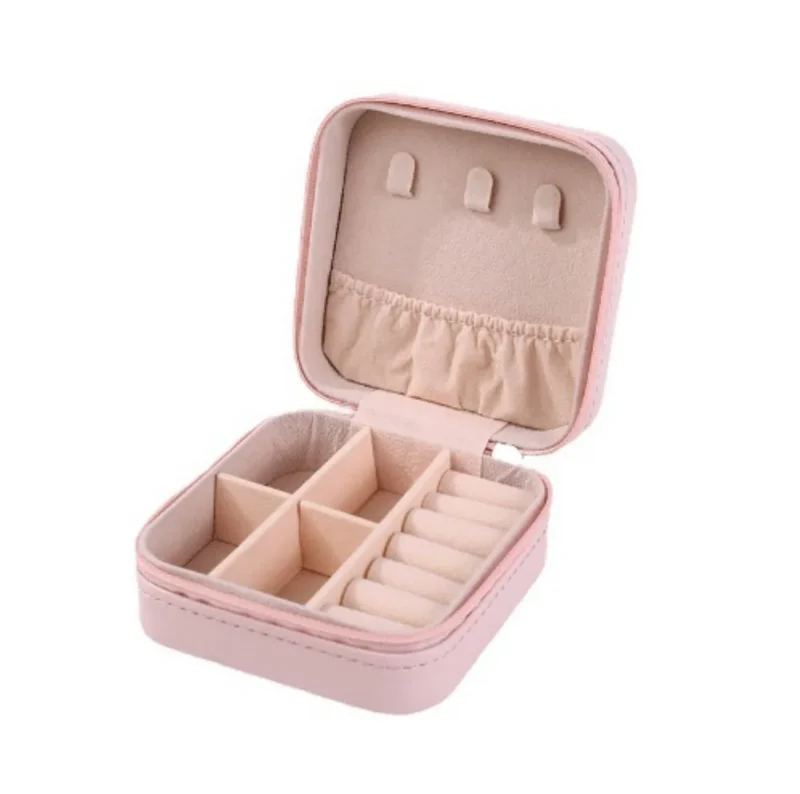 Portable Mini Jewelry Storage Box Travel Organizer Jewelry Case Leather Storage Earrings Necklace Ring Jewelry Organizer Display – Image 7