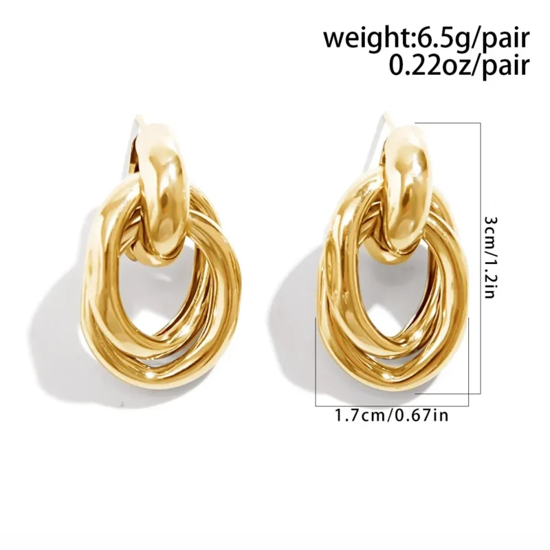 Classic Trendy Gold Color Geometric Irregular Stud Earrings for Women Design Sense Knot Piercing Earring Fashion Jewelry Gifts – Image 4